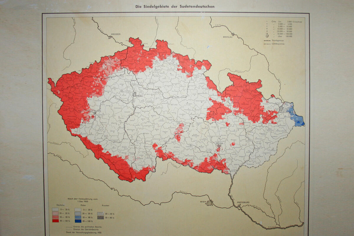 Die deutschsprachigen Siedlungsgebiete in der ehemaligen Tschechoslowakei um 1935